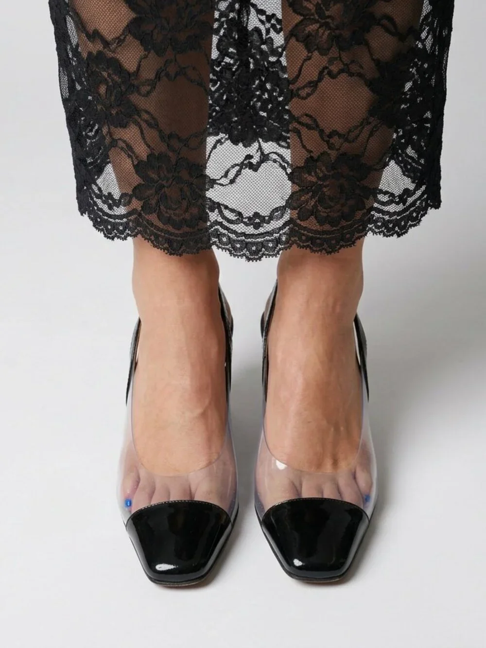 Vintage Patent Leather Clear Translucent Kitten Heel 6 1/2